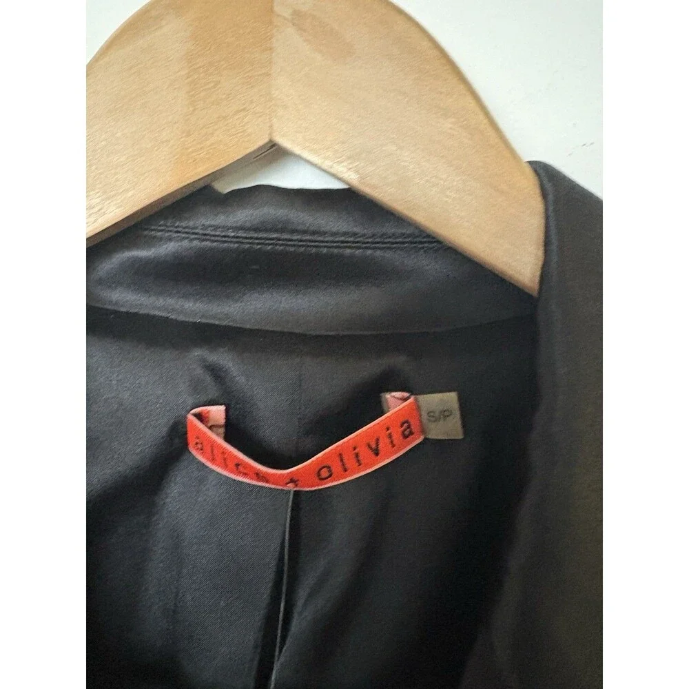 NWT Alice + Olivia Black Silk Blazer Jacket Size Small